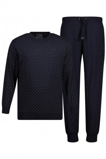 JP1880 Pyjamas Two-piece Long Sleeve and Long Trousers Navy - Spodnje perilo & kopalne hlače - Moško Spodnje Perilo za močnejše postave