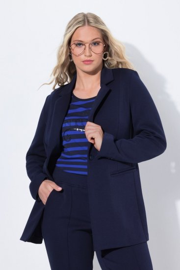 Ulla Popken 812754 Suknjič iz džersija punto di Roma Temno modra - Blazer - Blazerji v velikih velikostih za ženske
