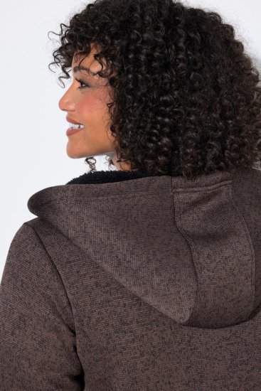 Ulla Popken 812880 Pletena flis jakna s teddy flisom Taupe - Oblačila iz flisa - 