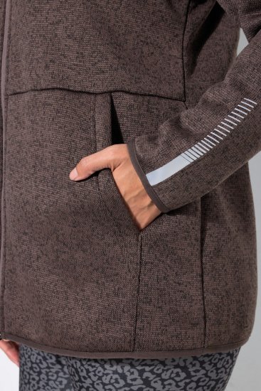 Ulla Popken 812880 Pletena flis jakna s teddy flisom Taupe - Oblačila iz flisa - 