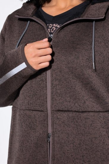 Ulla Popken 812880 Pletena flis jakna s teddy flisom Taupe - Oblačila iz flisa - 