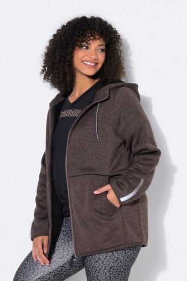 Ulla Popken 812880 Pletena flis jakna s teddy flisom Taupe - Oblačila iz flisa - 