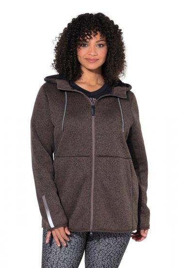 Ulla Popken 812880 Pletena flis jakna s teddy flisom Taupe - Oblačila iz flisa - 