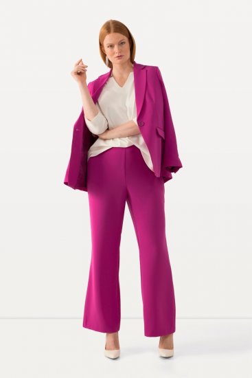 Ulla Popken 813306 Široke hlače za obleko z elastičnim pasom Magenta - Látkové nohavice - Ženske hlače širokih hlačnic