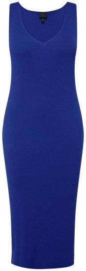 Ulla Popken 817591 Pletena obleka z V-izrezom Modra - Pletene obleke - 