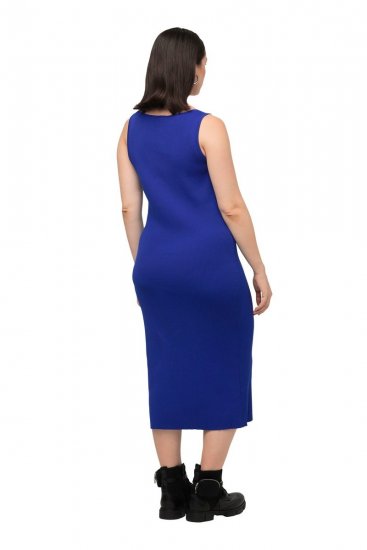 Ulla Popken 817591 Pletena obleka z V-izrezom Modra - Pletene obleke - 