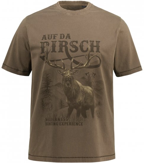 JP1880 Comfortable Fit Vintage Look T-Shirt Light Brown - Kratke Majice - Moške kratke majice za močnejše postave