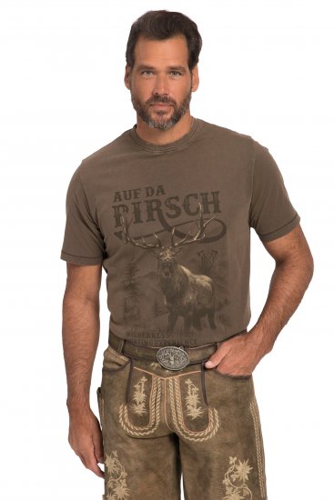 JP1880 Comfortable Fit Vintage Look T-Shirt Light Brown - Kratke Majice - Moške kratke majice za močnejše postave