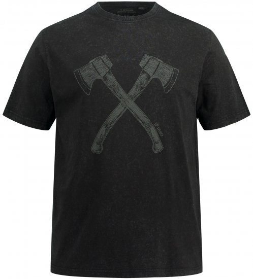 JP1880 Double Axe Design & Vintage Look T-Shirt Black - Kratke Majice - Moške kratke majice za močnejše postave