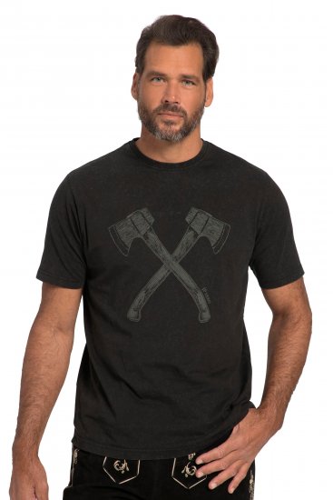 JP1880 Double Axe Design & Vintage Look T-Shirt Black - Kratke Majice - Moške kratke majice za močnejše postave