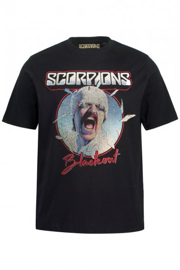 JP1880 Scorpions Blackout Graphic Comfort Fit Band T-Shirt Black - Kratke Majice - Moške kratke majice za močnejše postave