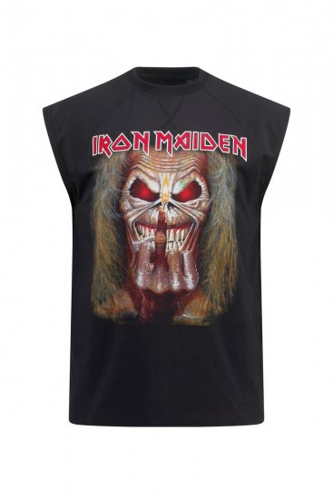 JP1880 Iron Maiden Graphic Comfort Fit Band Tank Top Black - Kratke Majice - Moške kratke majice za močnejše postave