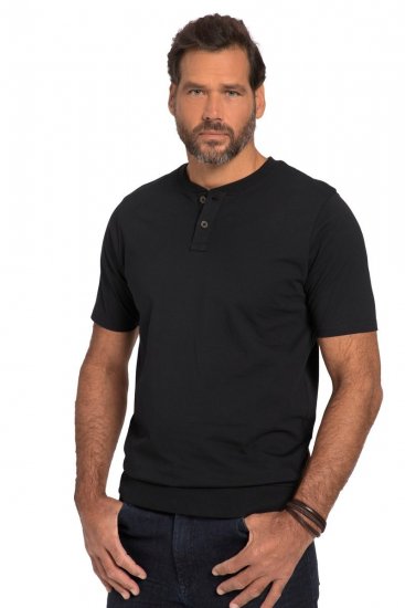 JP1880 818628 Majica Henley s krojem za trebuh Črna - Kratke Majice - Moške kratke majice za močnejše postave