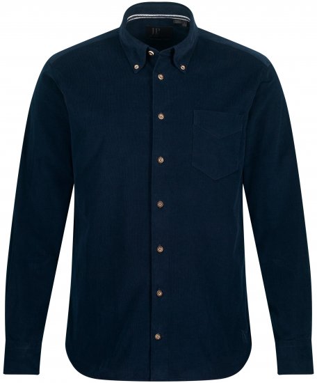 JP1880 Modern Fit Buttoned Collar Cotton Shirt Navy Blue - Srajce - Moške srajce za Močnejše Postave