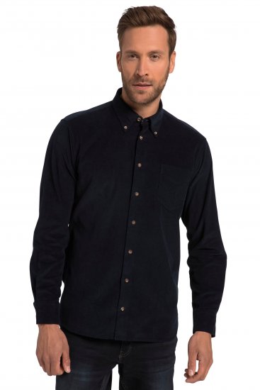 JP1880 Modern Fit Buttoned Collar Cotton Shirt Navy Blue - Srajce - Moške srajce za Močnejše Postave