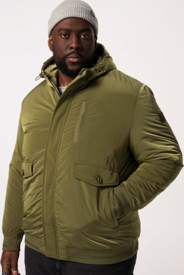 STHUGE Bomber Jacket With Hood Green - Jakne - Moške bunde za Močnejše Postave