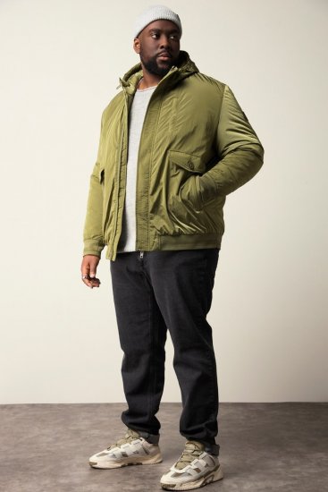 STHUGE Bomber Jacket With Hood Green - Jakne - Moške bunde za Močnejše Postave