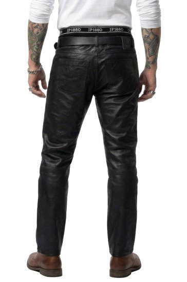 JP1880 Leather Pants Regular Fit Finest Lamb Nappa Black - Kavbojke & hlače - Moške Kavbojke in Hlače za Močnejše Postave
