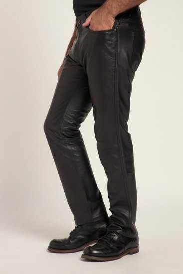 JP1880 Leather Pants Regular Fit Finest Lamb Nappa Black - Kavbojke & hlače - Moške Kavbojke in Hlače za Močnejše Postave