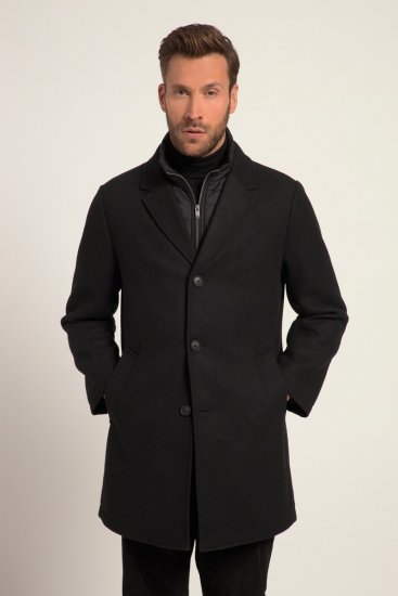 JP1880 Coat Wool Blend Quilted Black - Jakne - Moške bunde za Močnejše Postave