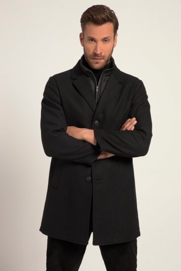 JP1880 Coat Wool Blend Quilted Black - Jakne - Moške bunde za Močnejše Postave