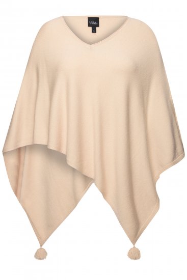 Ulla Popken Knit Pointed Hem Poncho Nature Melange - Puloverji & jopice - 