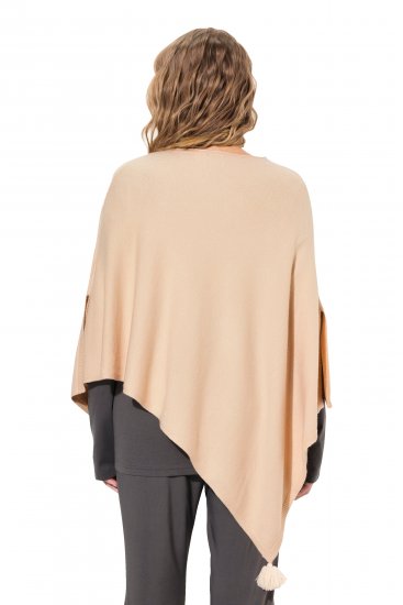 Ulla Popken Knit Pointed Hem Poncho Nature Melange - Puloverji & jopice - 