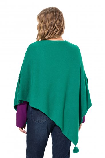 Ulla Popken Knit Pointed Hem Poncho Emerald Green - Puloverji & jopice - 