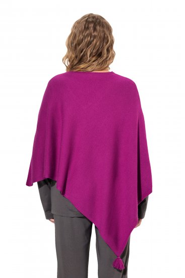 Ulla Popken Knit Pointed Hem Poncho Berry - Puloverji & jopice - 