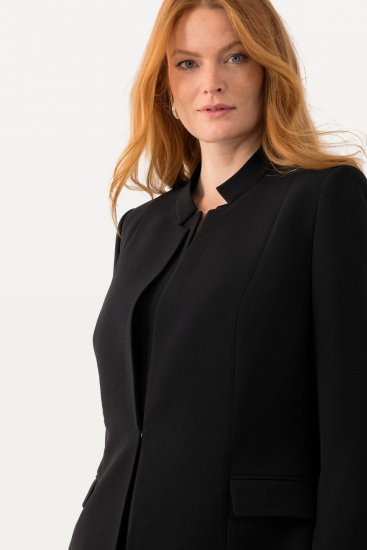 Ulla Popken 823318 Suknjič z ovratnikom pokonci Črna - Blazer - Blazerji v velikih velikostih za ženske