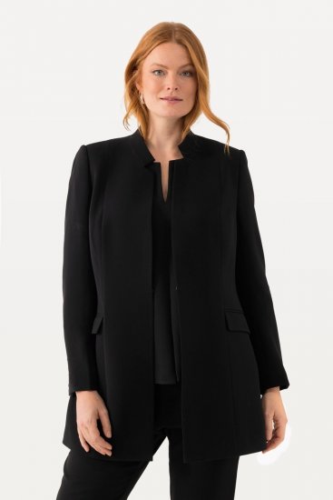 Ulla Popken 823318 Suknjič z ovratnikom pokonci Črna - Blazer - Blazerji v velikih velikostih za ženske