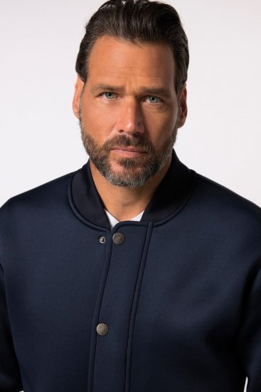 JP1880 College Jacket Scuba Fabric with Zipper Navy - Jakne - Moške bunde za Močnejše Postave