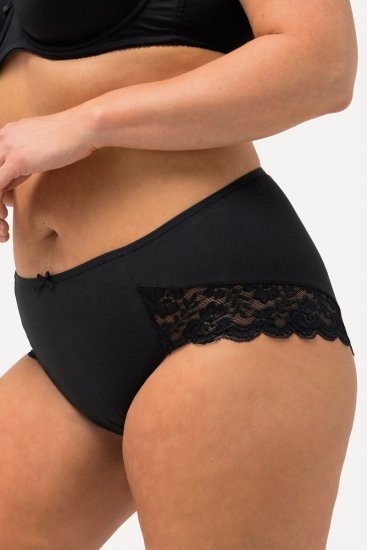 Ulla Popken 824106 Spodnjice s čipko 2 kosa Črna - Spodnjice - 