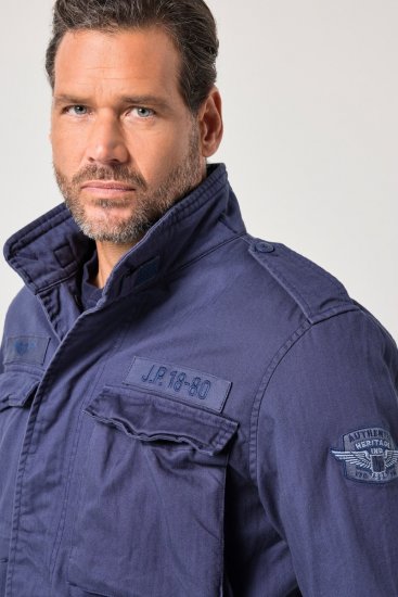 JP1880 Field Jacket with Badges Vintage Look Light Azure Blue - Jakne - Moške bunde za Močnejše Postave