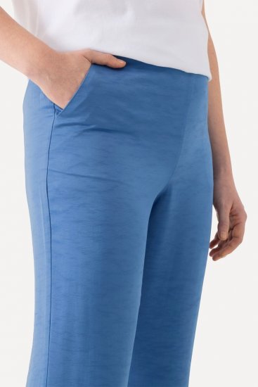 Ulla Popken 826163 Široke hlače za obleko Denim modra - Látkové nohavice - Ženske hlače širokih hlačnic