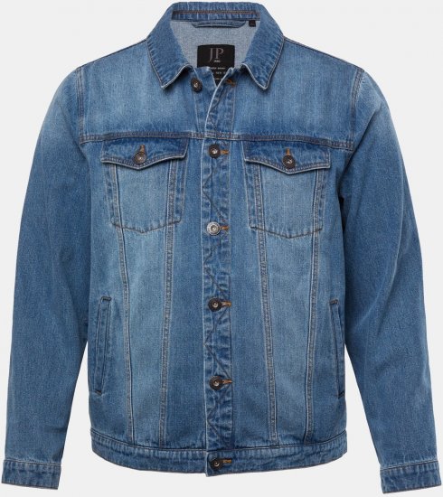 JP1880 826234 Jeans jakna z naprsnimi žepi Denim modra - Jakne - Moške bunde za Močnejše Postave