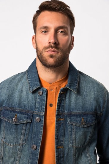 JP1880 826234 Jeans jakna z naprsnimi žepi Indigo modra - Jakne - Moške bunde za Močnejše Postave