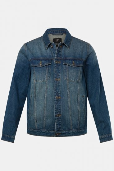 JP1880 826234 Jeans jakna z naprsnimi žepi Indigo modra - Jakne - Moške bunde za Močnejše Postave
