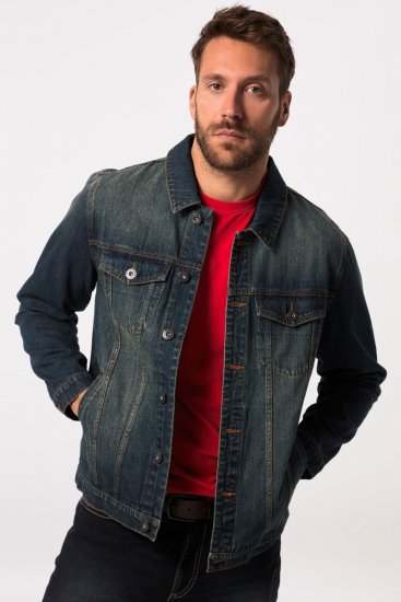 JP1880 Denim Jacket Dark Blue Denim - Jakne - Moške bunde za Močnejše Postave