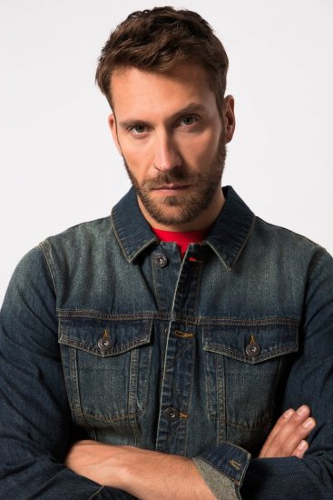 JP1880 Denim Jacket Dark Blue Denim - Jakne - Moške bunde za Močnejše Postave
