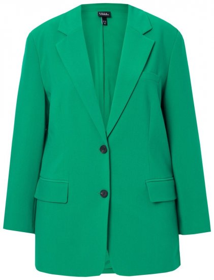 Ulla Popken 826487 Oversize suknjič z žepi s pokrovom Smaragdno zelena - Blazer - Blazerji v velikih velikostih za ženske