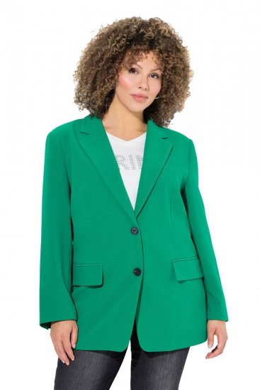 Ulla Popken 826487 Oversize suknjič z žepi s pokrovom Smaragdno zelena - Blazer - Blazerji v velikih velikostih za ženske