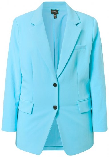 Ulla Popken 826487 Oversize suknjič z žepi s pokrovom Svetlo turkizna - Blazer - Blazerji v velikih velikostih za ženske