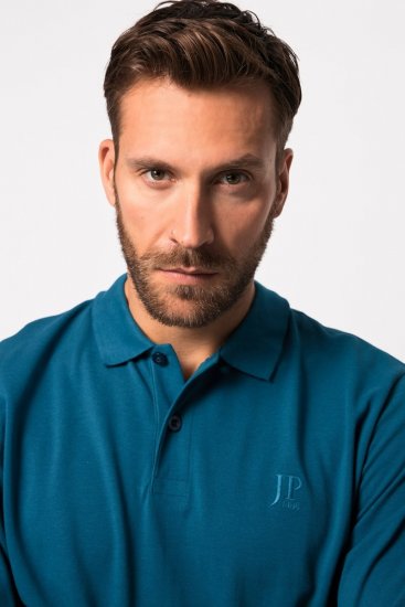 JP1880 Polo Shirt Long Sleeve Blue - Polo majice - Moške Polo Majice za Močnejše Postave