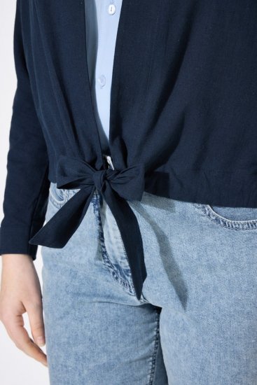 Ulla Popken 827116 Bolero z ovratnikom pokonci iz mešanice lanu Temno modra - Bolerji - 
