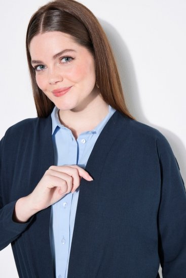 Ulla Popken 827116 Bolero z ovratnikom pokonci iz mešanice lanu Temno modra - Bolerji - 