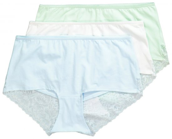 Ulla Popken 827465 Hipster spodnjice s čipko 3 kosa Modra - Spodnjice - 