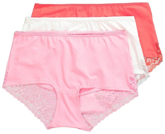 Ulla Popken 827465 Hipster spodnjice s čipko 3 kosa Roza - Spodnjice - 