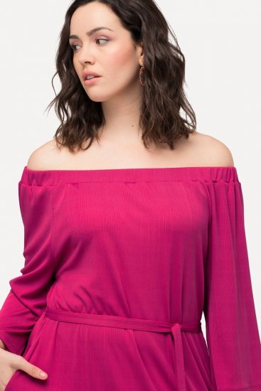 Ulla Popken 827740 Obleka iz jerseyja s 3/4 rokavi Roza - Midi obleke - Ženske midi obleke večjih velikosti
