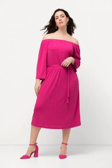 Ulla Popken 827740 Obleka iz jerseyja s 3/4 rokavi Roza - Midi obleke - Ženske midi obleke večjih velikosti
